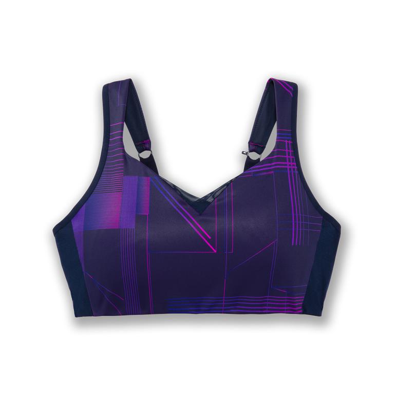 Brooks Drive Convertible Womens Running Bra - Matrix Navy Print/Purple - Indonesia (TSVB-53904)